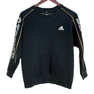 Adidas Juniors Black "Three Stripes" Crewneck Sweater